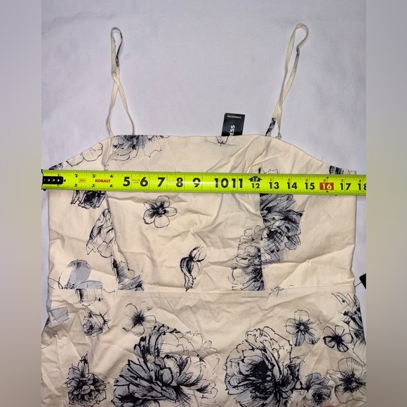 Express NWT Size L Cream White & Blue Floral Cotton Blend Coquette Maxi Dess - Picture 4 of 7